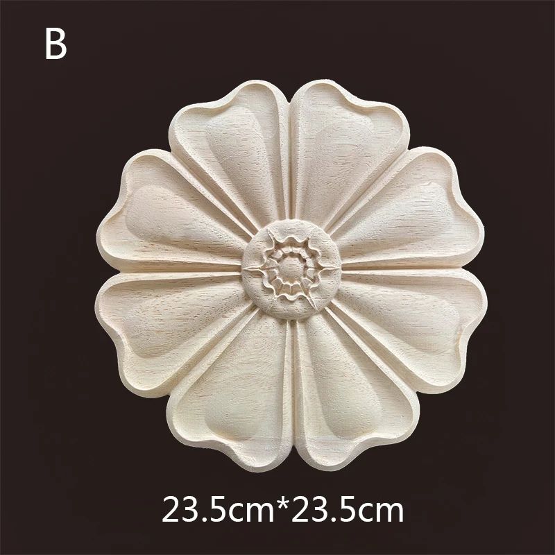 Hand-Carved Wooden Floral Applique – Decorative Furniture Onlay Accent for Doors, Cabinets & Home Decor