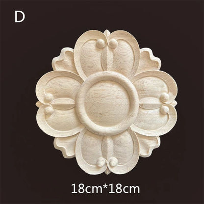 Hand-Carved Wooden Floral Applique – Decorative Furniture Onlay Accent for Doors, Cabinets & Home Decor