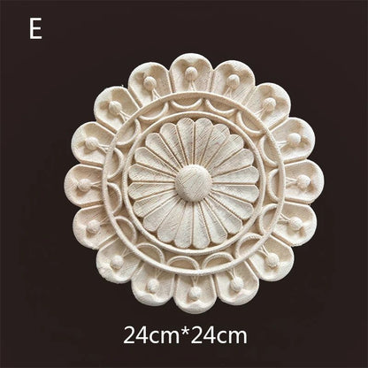 Hand-Carved Wooden Floral Applique – Decorative Furniture Onlay Accent for Doors, Cabinets & Home Decor