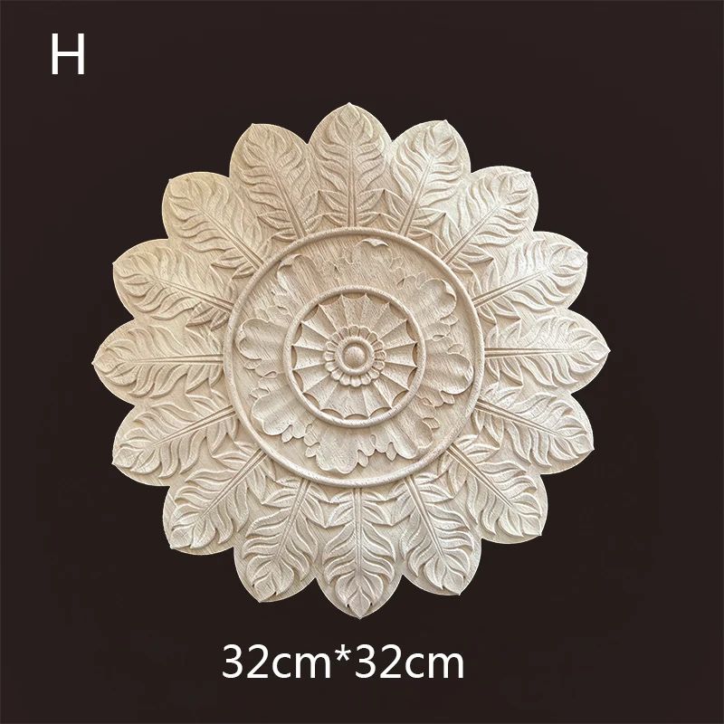 Hand-Carved Wooden Floral Applique – Decorative Furniture Onlay Accent for Doors, Cabinets & Home Decor