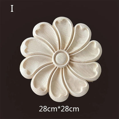 Hand-Carved Wooden Floral Applique – Decorative Furniture Onlay Accent for Doors, Cabinets & Home Decor