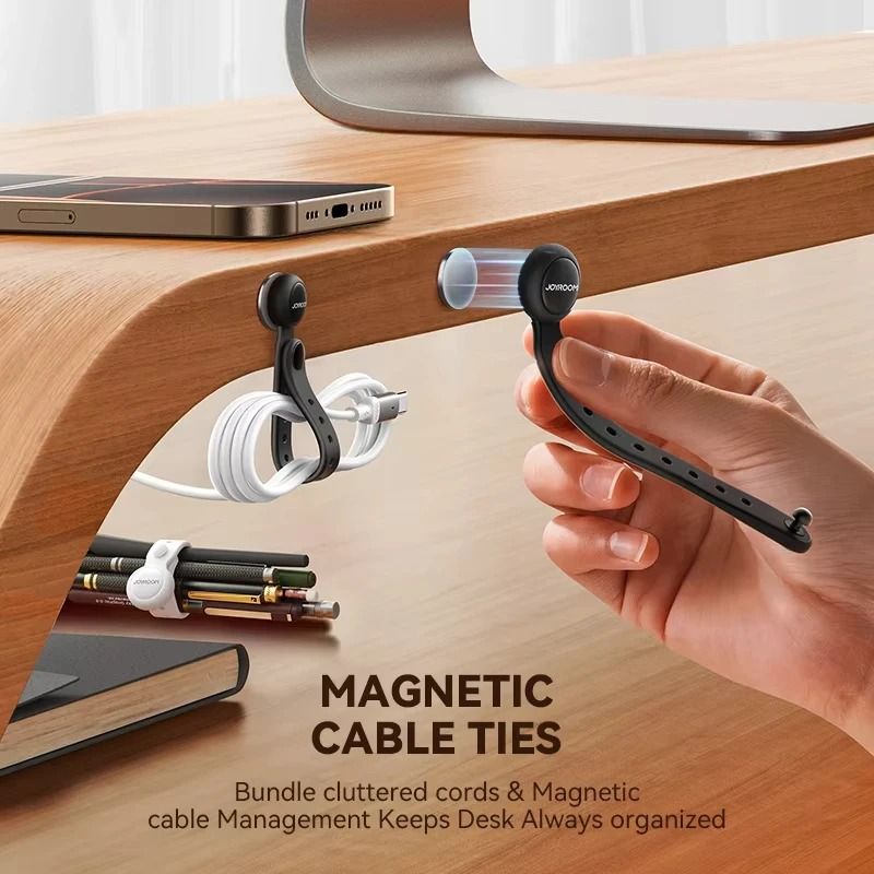 Magnetic Cable Management Ties – Adjustable 4.5 in Wire Organizer Straps – Professional High-Grip Hook & Loop (6pcs)