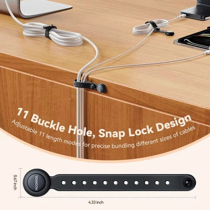 Magnetic Cable Management Ties – Adjustable 4.5 in Wire Organizer Straps – Professional High-Grip Hook & Loop (6pcs)