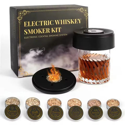 Electric Cocktail Smoke Infuser – Professional Whiskey & Champagne Smoker Kit with 6 Wood Chip Blends