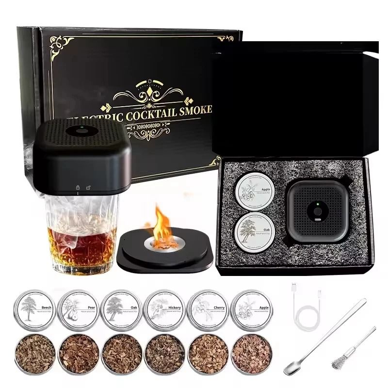 Electric Cocktail Smoke Infuser – Professional Whiskey & Champagne Smoker Kit with 6 Wood Chip Blends