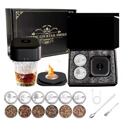 Electric Cocktail Smoke Infuser – Professional Whiskey & Champagne Smoker Kit with 6 Wood Chip Blends