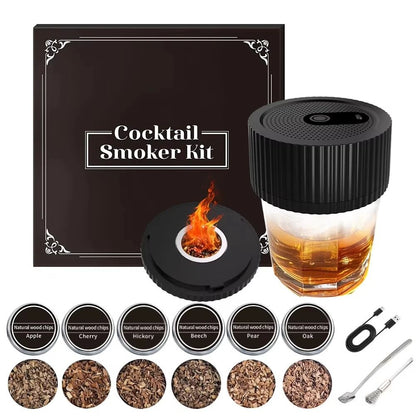 Electric Cocktail Smoke Infuser – Professional Whiskey & Champagne Smoker Kit with 6 Wood Chip Blends