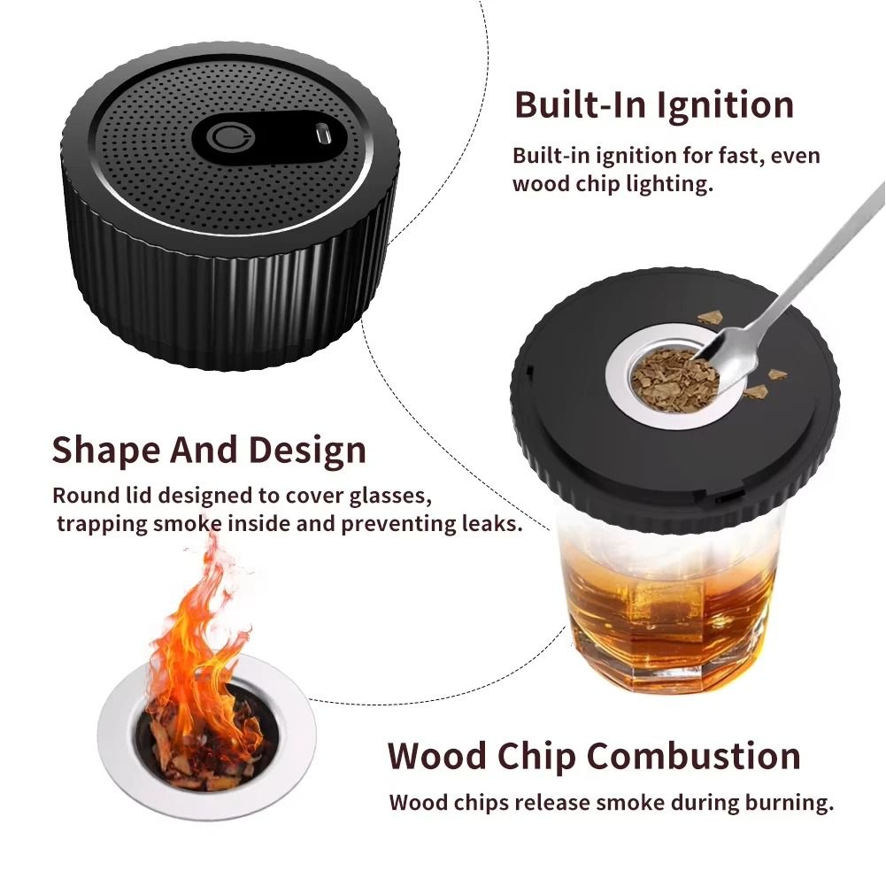 Electric Cocktail Smoke Infuser – Professional Whiskey & Champagne Smoker Kit with 6 Wood Chip Blends