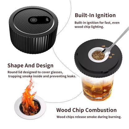 Electric Cocktail Smoke Infuser – Professional Whiskey & Champagne Smoker Kit with 6 Wood Chip Blends