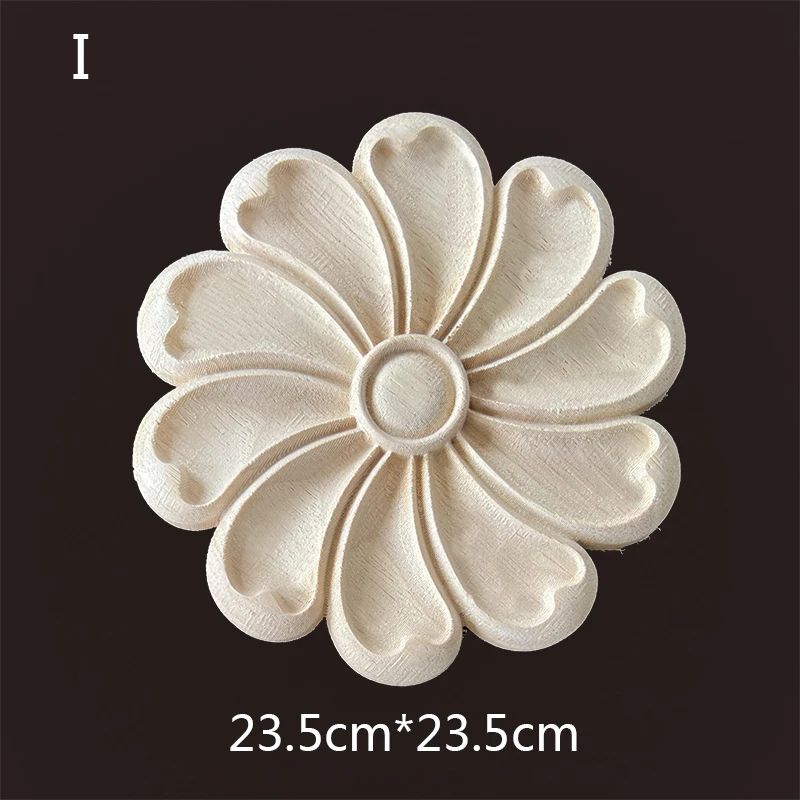 Hand-Carved Wooden Floral Applique – Decorative Furniture Onlay Accent for Doors, Cabinets & Home Decor