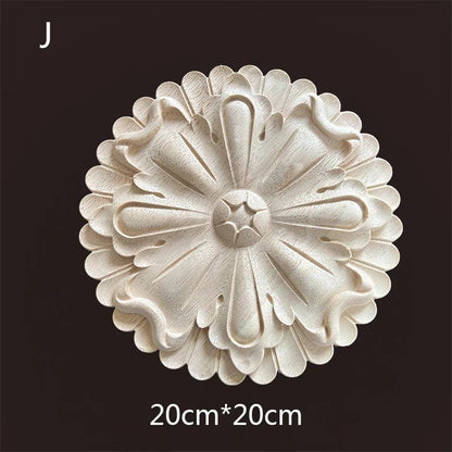 Hand-Carved Wooden Floral Applique – Decorative Furniture Onlay Accent for Doors, Cabinets & Home Decor