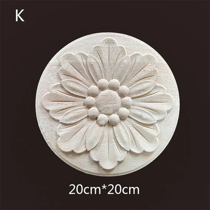 Hand-Carved Wooden Floral Applique – Decorative Furniture Onlay Accent for Doors, Cabinets & Home Decor