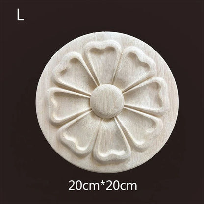 Hand-Carved Wooden Floral Applique – Decorative Furniture Onlay Accent for Doors, Cabinets & Home Decor