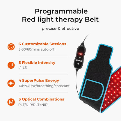 Red Light Therapy Belt with 100 LEDs for Fat Loss and Pain Relief asdas