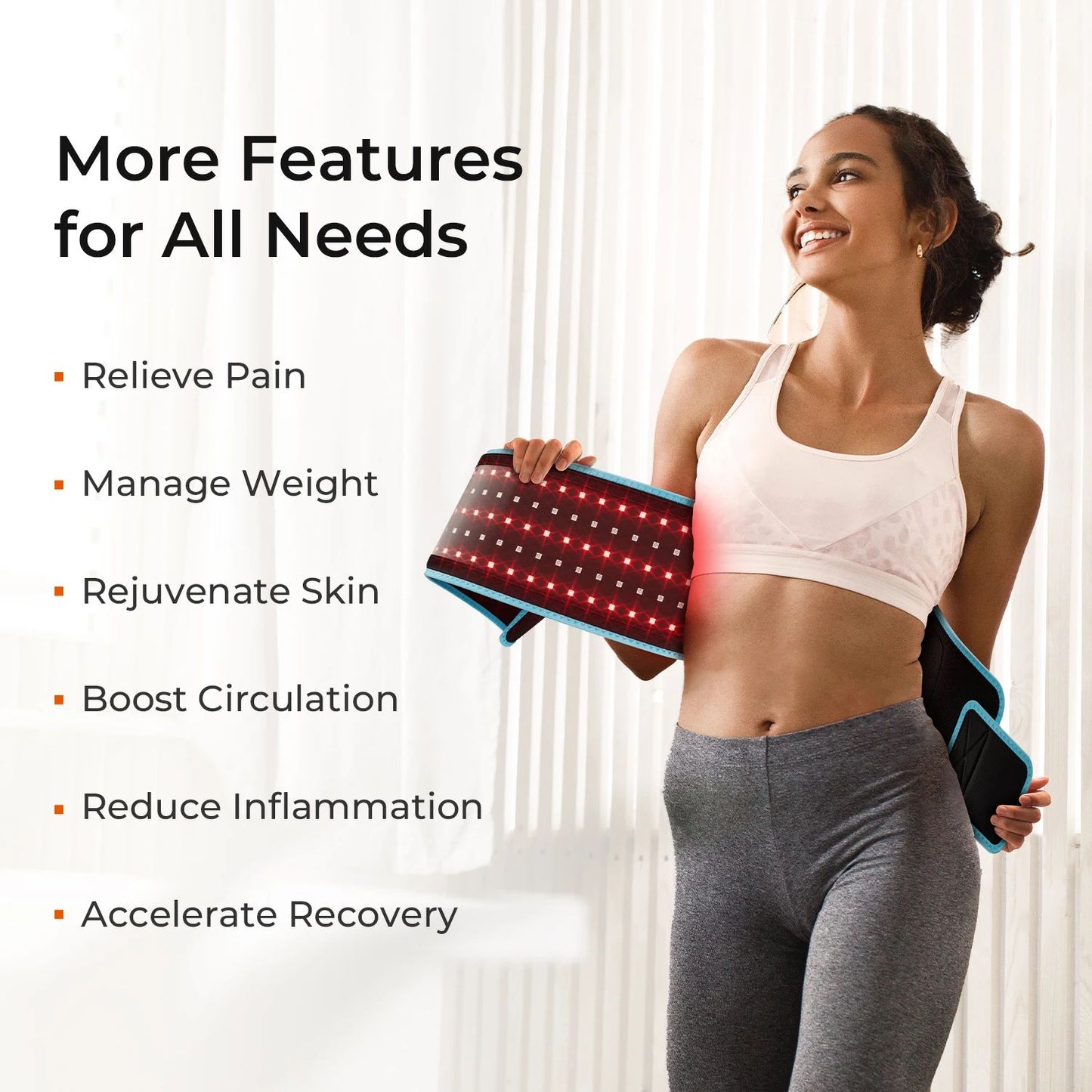 Red Light Therapy Belt with 100 LEDs for Fat Loss and Pain Relief asdas