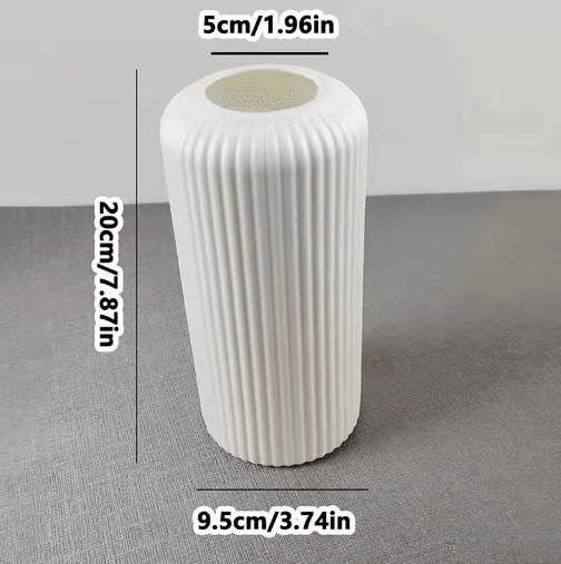 Striped Decorative Flower Vase Modern Ceramic-Look Small Vase for Home Display