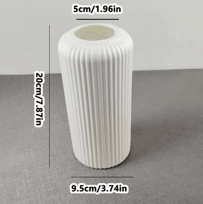 Striped Decorative Flower Vase Modern Ceramic-Look Small Vase for Home Display
