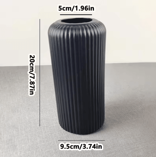 Striped Decorative Flower Vase Modern Ceramic-Look Small Vase for Home Display