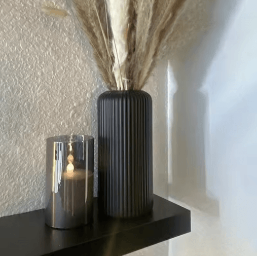 Striped Decorative Flower Vase Modern Ceramic-Look Small Vase for Home Display