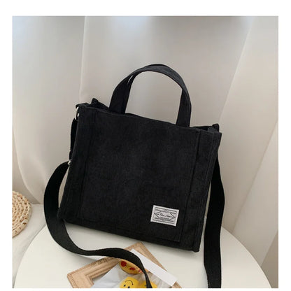 Corduroy Tote Shoulder Bag for Women Large Capacity Crossbody Handbag