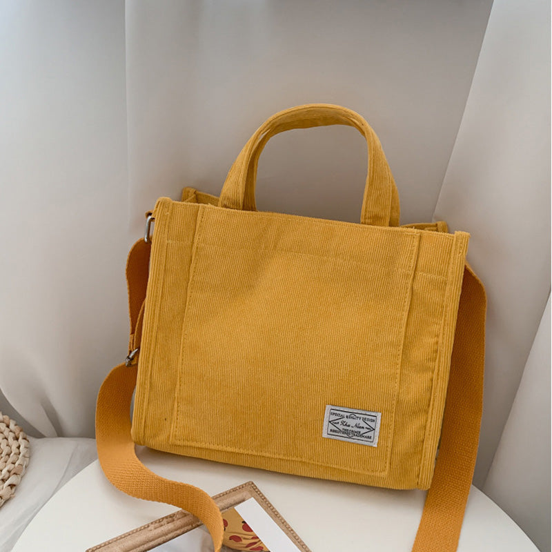 Corduroy Tote Shoulder Bag for Women Large Capacity Crossbody Handbag