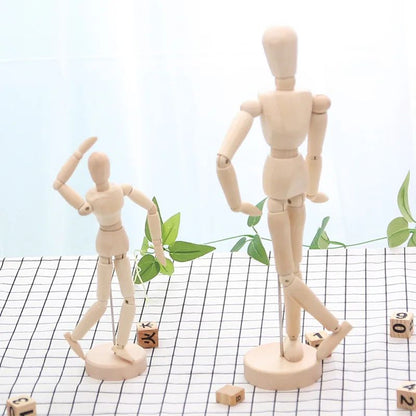 Wooden Artist Mannequin with Gift Box – Adjustable Drawing Figure Model with Movable Limbs for Art & Decor