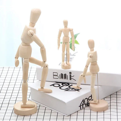Wooden Artist Mannequin with Gift Box – Adjustable Drawing Figure Model with Movable Limbs for Art & Decor