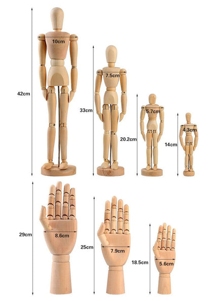 Wooden Artist Mannequin with Gift Box – Adjustable Drawing Figure Model with Movable Limbs for Art & Decor