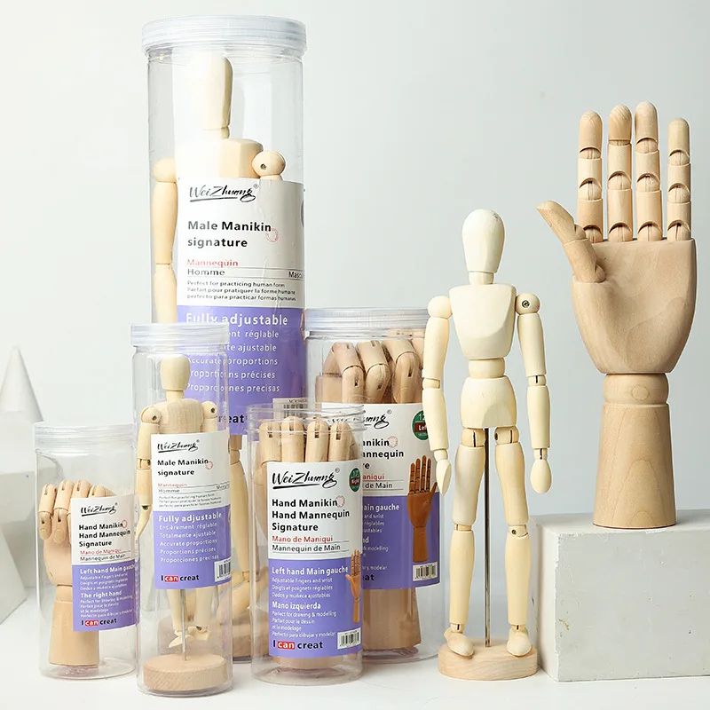Wooden Artist Mannequin with Gift Box – Adjustable Drawing Figure Model with Movable Limbs for Art & Decor
