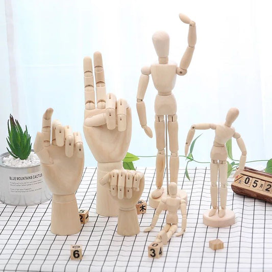 Wooden Artist Mannequin with Gift Box – Adjustable Drawing Figure Model with Movable Limbs for Art & Decor