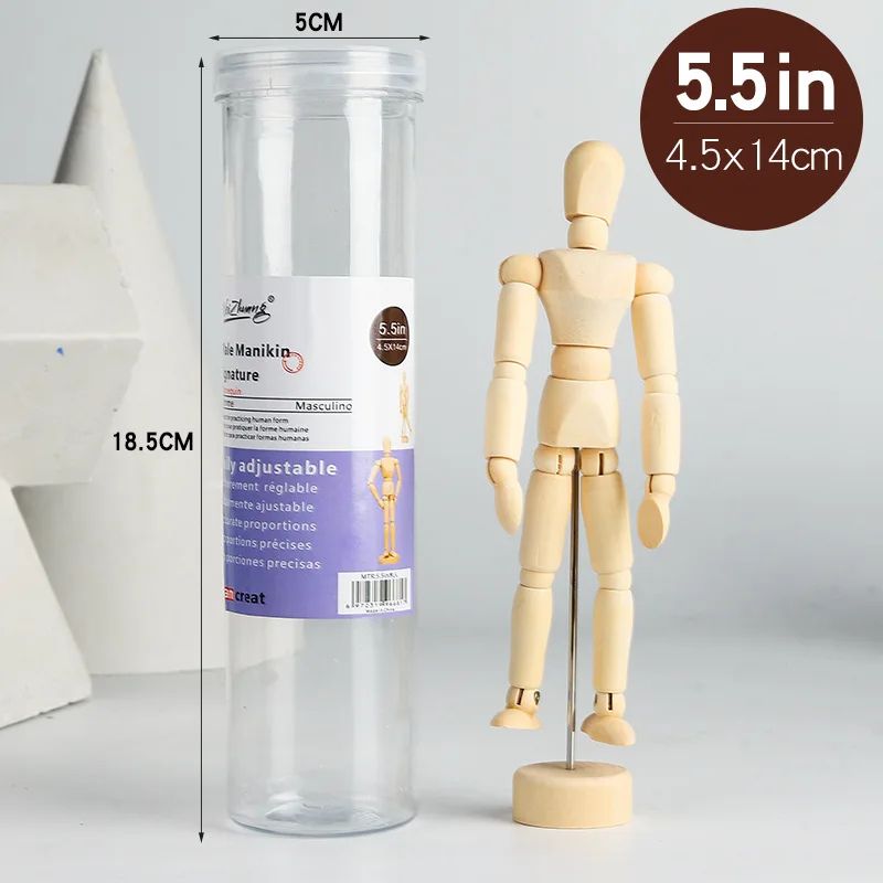 Wooden Artist Mannequin with Gift Box – Adjustable Drawing Figure Model with Movable Limbs for Art & Decor