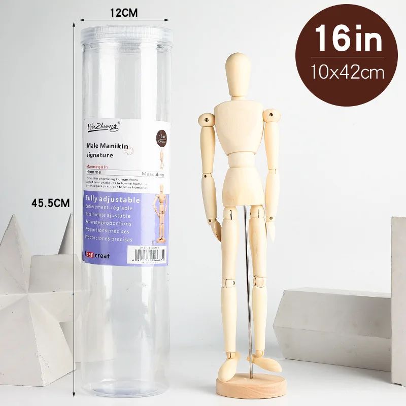 Wooden Artist Mannequin with Gift Box – Adjustable Drawing Figure Model with Movable Limbs for Art & Decor