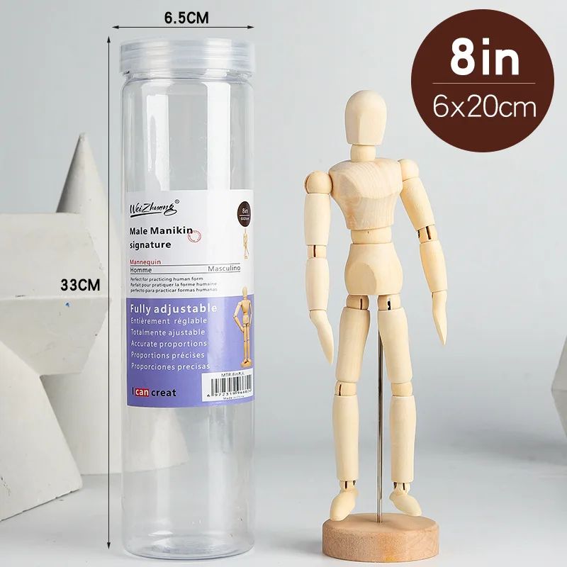 Wooden Artist Mannequin with Gift Box – Adjustable Drawing Figure Model with Movable Limbs for Art & Decor
