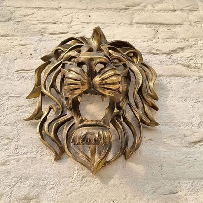 Gold Lion Head Wall Sculpture – 11in Luxury Resin Wall Art Decor for Bedroom & Living Room