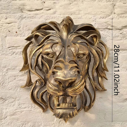 Gold Lion Head Wall Sculpture – 11in Luxury Resin Wall Art Decor for Bedroom & Living Room