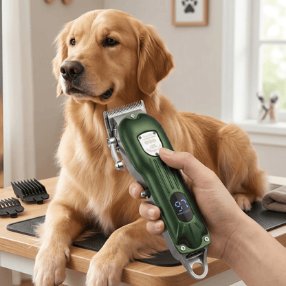 Professional Dog Hair Clipper – All-Metal Rechargeable Pet Grooming Trimmer for Dogs & Cats with Low Noise Cutting