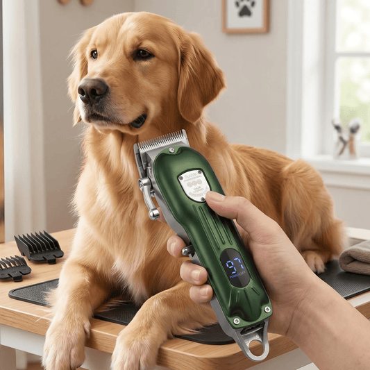 Professional Dog Hair Clipper – All-Metal Rechargeable Pet Grooming Trimmer for Dogs & Cats with Low Noise Cutting