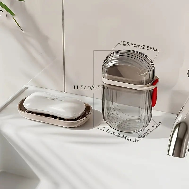 Leakproof Travel Soap Case with Drain Tray Portable Soap Box for Trips, Gym and Camping