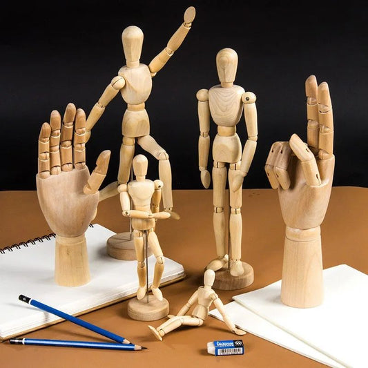 Articulated Wooden Sketch Mannequin – Adjustable Artist Drawing Model for Posing & Desk Decor