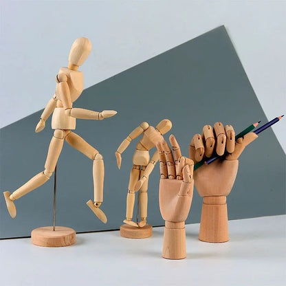 Articulated Wooden Sketch Mannequin – Adjustable Artist Drawing Model for Posing & Desk Decor