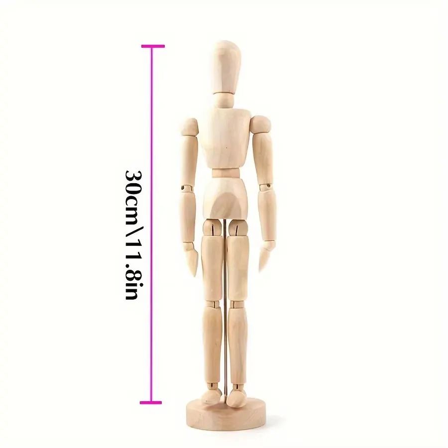 Articulated Wooden Sketch Mannequin – Adjustable Artist Drawing Model for Posing & Desk Decor