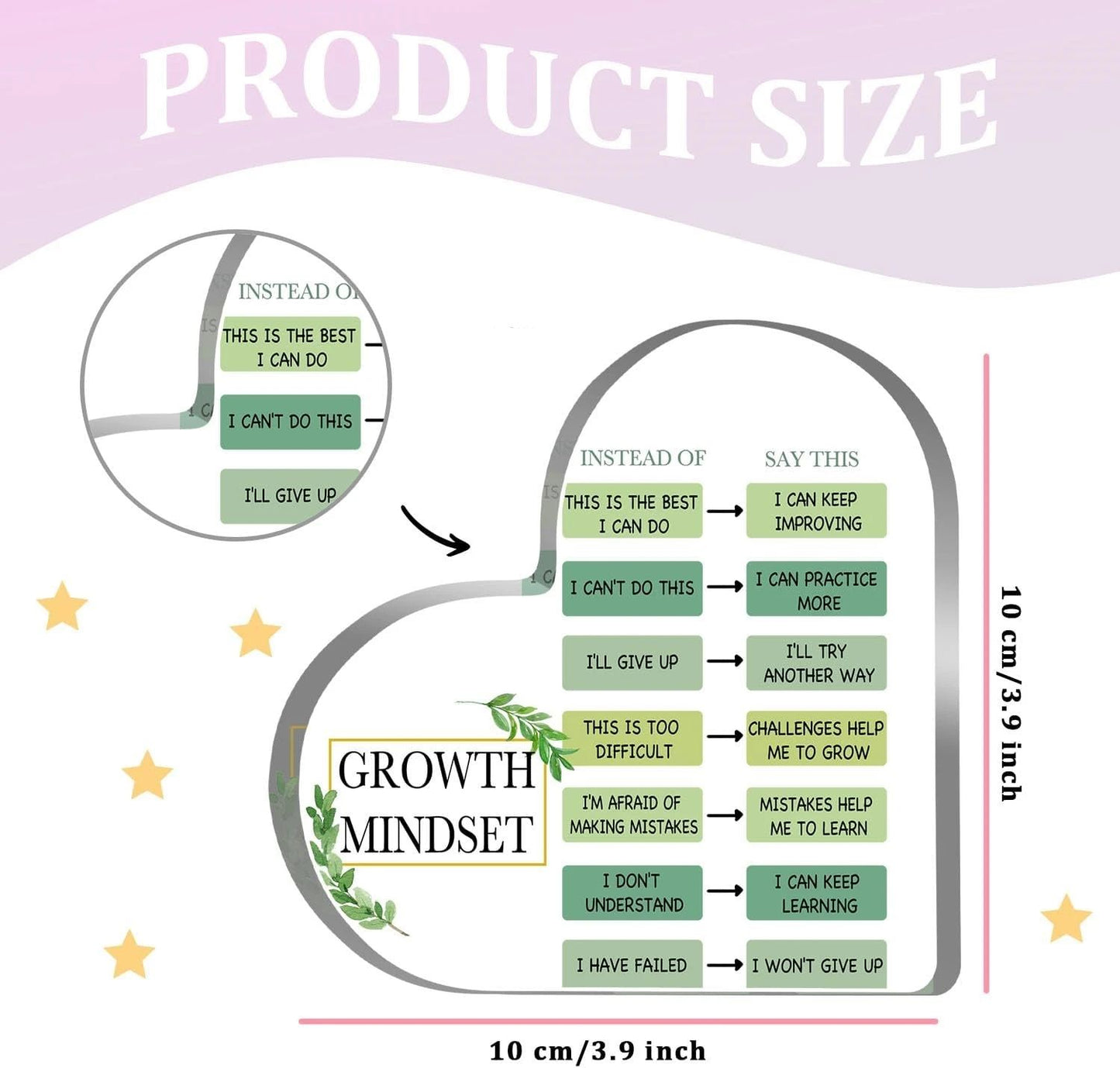 Growth Mindset Acrylic Decor – Inspirational Quote Desk Plaque for Motivation & Positive Thinking