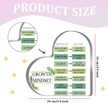 Growth Mindset Acrylic Decor – Inspirational Quote Desk Plaque for Motivation & Positive Thinking