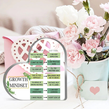 Growth Mindset Acrylic Decor – Inspirational Quote Desk Plaque for Motivation & Positive Thinking