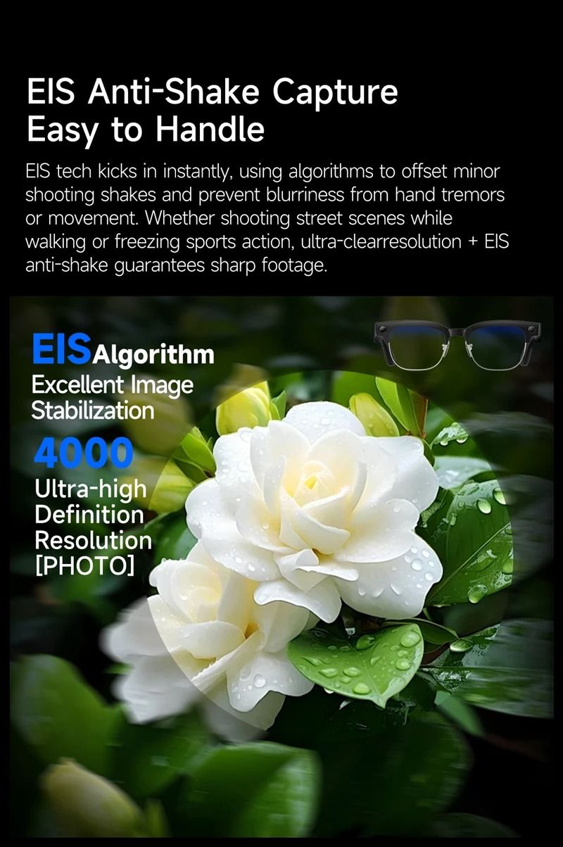 4K AI Translation Smart Glasses with Camera, Bluetooth Calls & Voice Assistant