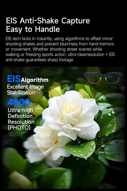 4K AI Translation Smart Glasses with Camera, Bluetooth Calls & Voice Assistant
