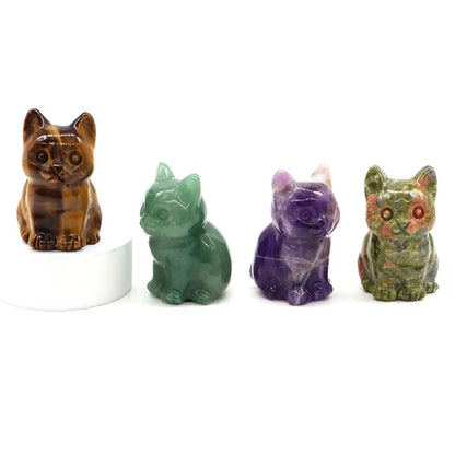 Amethyst Crystal Cat Figurine – Hand-Carved Healing Stone Statue for Meditation & Home Decor