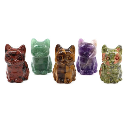 Amethyst Crystal Cat Figurine – Hand-Carved Healing Stone Statue for Meditation & Home Decor