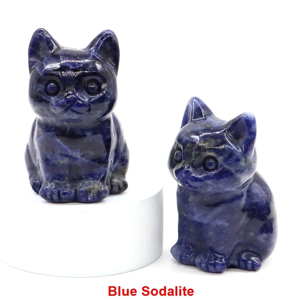 Amethyst Crystal Cat Figurine – Hand-Carved Healing Stone Statue for Meditation & Home Decor