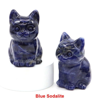 Amethyst Crystal Cat Figurine – Hand-Carved Healing Stone Statue for Meditation & Home Decor